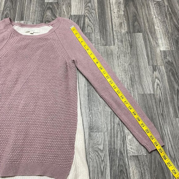 ANN TAYLOR LOFT Round Neck Cream/Mauve Merino Wool Blend Sweater Women's Size S - Picture 8 of 11
